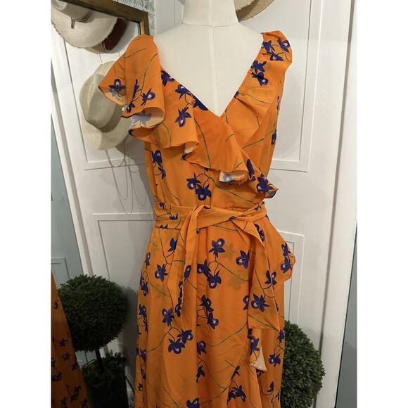 BORGO DE NOR Orange Isadora Ruffled Dress UK Size 12 US 8 - Picture 9 of 13